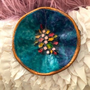 Beautiful Small Art Bowl/ Trinket Dish! 6” Round